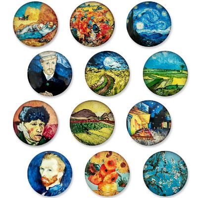 Wrapables Famous Paintings Crystal Glass Magnets, Refrigerator Magnets (Set of 12) Image 1