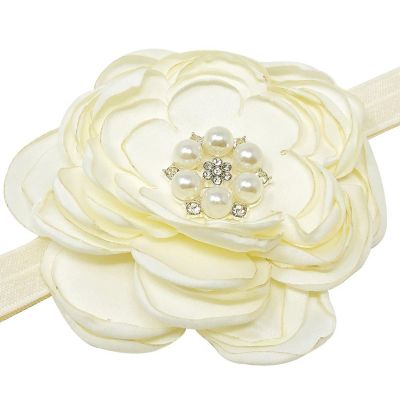 Wrapables Floral Headband Bridal Wreath Crown, Cream Image 1