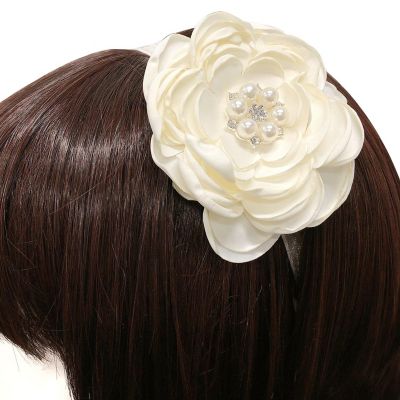 Wrapables Floral Headband Bridal Wreath Crown, Cream Image 3