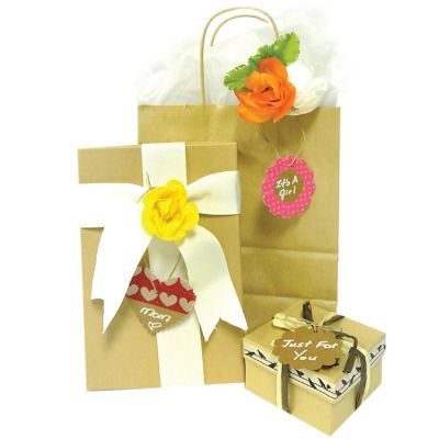 Wrapables Flower Gift Tags/Kraft Hang Tags with Free Cut Strings (50pcs) Image 3