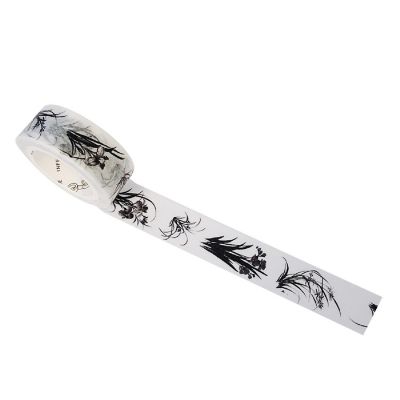 Wrapables&#174; Flowers and Greens 15mm x 7M Washi Masking Tape, Gray Floral Image 1