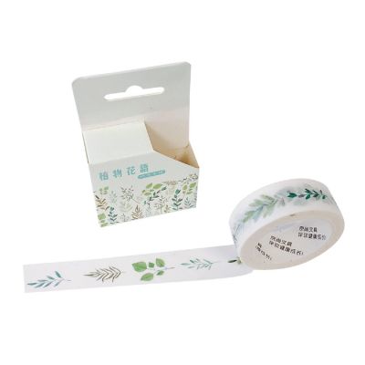 Wrapables&#174; Flowers and Greens 15mm x 7M Washi Masking Tape, Green Sprig Image 1