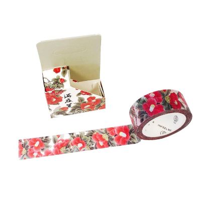 Wrapables&#174; Flowers and Greens 15mm x 7M Washi Masking Tape, Red Petunias Image 1