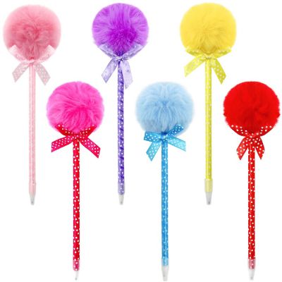 Wrapables Fluffy Pom Pom Ballpoint Pens (Set of 6) Image 1