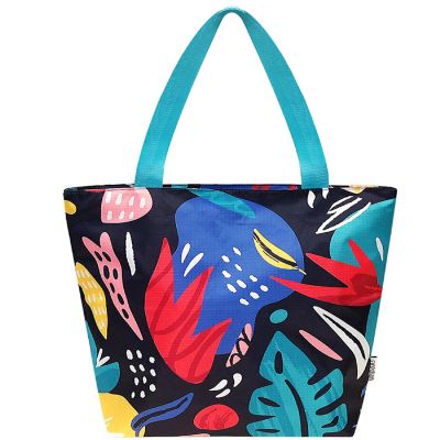 Wrapables Foldable Lightweight Tote Bag with Durable Ripstop Polyester for Shopping, Travel, Gym, Beach, Casual, Everyday, Large, Abstract 1 Image 1