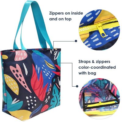 Wrapables Foldable Lightweight Tote Bag with Durable Ripstop Polyester for Shopping, Travel, Gym, Beach, Casual, Everyday, Large, Abstract 1 Image 2