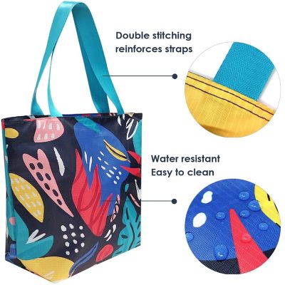 Wrapables Foldable Lightweight Tote Bag with Durable Ripstop Polyester for Shopping, Travel, Gym, Beach, Casual, Everyday, Large, Abstract 1 Image 3