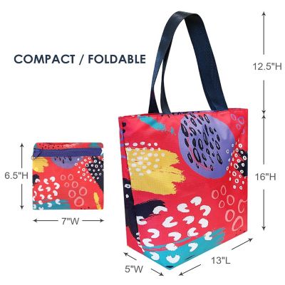 Wrapables Foldable Lightweight Tote Bag with Durable Ripstop Polyester for Shopping, Travel, Gym, Beach, Casual, Everyday, Large, Abstract 2 Image 1
