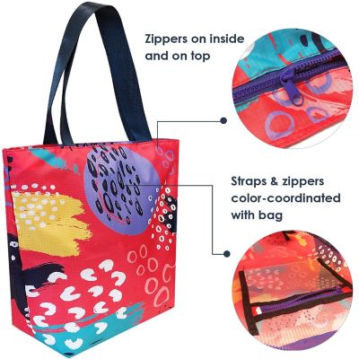 Wrapables Foldable Lightweight Tote Bag with Durable Ripstop Polyester for Shopping, Travel, Gym, Beach, Casual, Everyday, Large, Abstract 2 Image 2