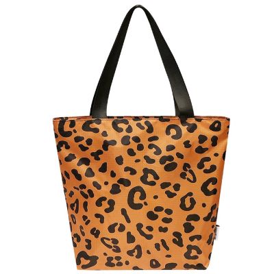 Wrapables Foldable Lightweight Tote Bag with Durable Ripstop Polyester for Shopping, Travel, Gym, Beach, Casual, Everyday, Small, Leopard Image 1
