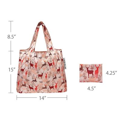 Wrapables Foldable Tote Nylon Reusable Grocery Bag (Set of 2), Deer Image 2