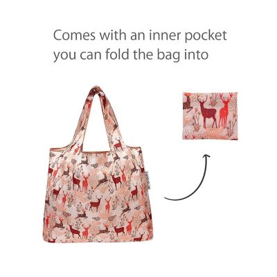 Wrapables Foldable Tote Nylon Reusable Grocery Bag (Set of 2), Deer Image 3