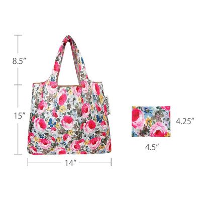 Wrapables Foldable Tote Nylon Reusable Grocery Bag (Set of 2), Easter Floral Image 2