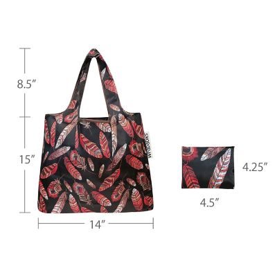 Wrapables Foldable Tote Nylon Reusable Grocery Bag (Set of 2), Feathers Image 2