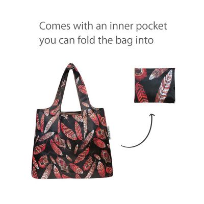 Wrapables Foldable Tote Nylon Reusable Grocery Bag (Set of 2), Feathers Image 3