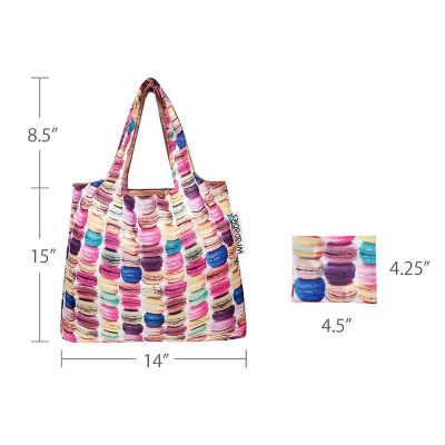 Wrapables Foldable Tote Nylon Reusable Grocery Bag (Set of 2), Macarons Image 2