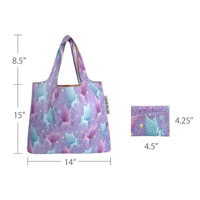 Wrapables Foldable Tote Nylon Reusable Grocery Bag (Set of 2), Pegasus Image 2