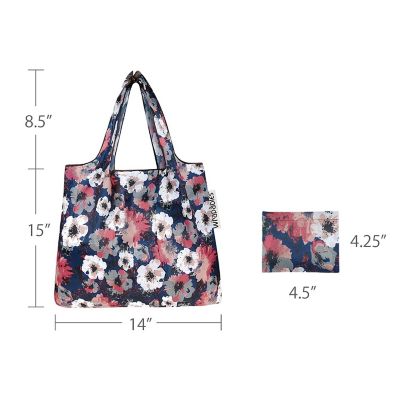 Wrapables Foldable Tote Nylon Reusable Grocery Bag (Set of 2), Poppies Image 2
