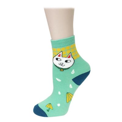 Wrapables Fun Designs Crew Socks for Women (Set of 5), Smiling Cats Image 1