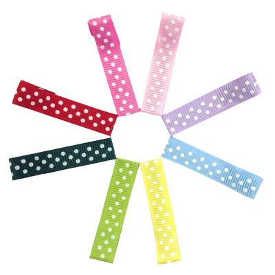 Wrapables Girls Ribbon Lined Alligator Clips (Set of 8), Polka Dots Image 1