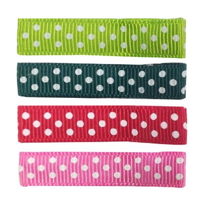 Wrapables Girls Ribbon Lined Alligator Clips (Set of 8), Polka Dots Image 2
