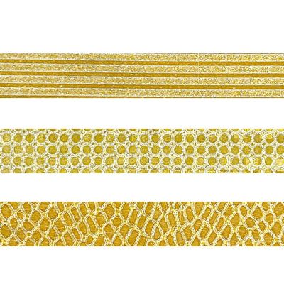 Wrapables Glitter and Shine Washi Tapes Decorative Masking Tapes (Set of 3), Gold Glitz and Snake Print Image 2