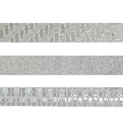 Wrapables Glitter and Shine Washi Tapes Decorative Masking Tapes (Set of 3), Silver Glitz and Glitter Image 2