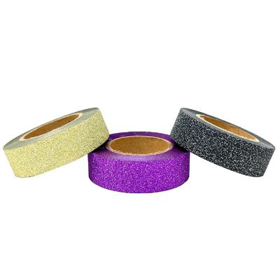 Wrapables Glitter and Shine Washi Tapes Decorative Masking Tapes (Set of 3), Solid Glitter Bold Image 1