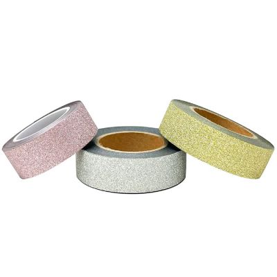 Wrapables Glitter and Shine Washi Tapes Decorative Masking Tapes (Set of 3), Solid Glitter Pastel Image 1
