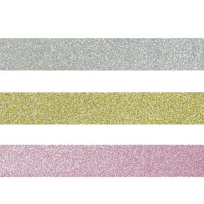 Wrapables Glitter and Shine Washi Tapes Decorative Masking Tapes (Set of 3), Solid Glitter Pastel Image 2