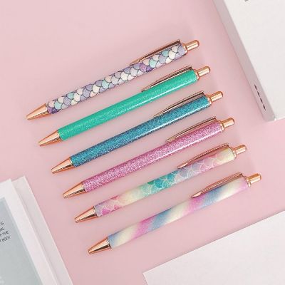 Wrapables Glitter Ballpoint Pens, 1.0mm Medium Point Retractable Metal Pens (Set of 6) Image 2