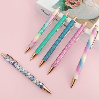 Wrapables Glitter Ballpoint Pens, 1.0mm Medium Point Retractable Metal Pens (Set of 6) Image 3