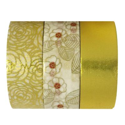 Wrapables Gold Bloom 10M x 15mm Washi Masking Tape (set of 3) Image 1
