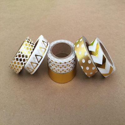 Wrapables Gold Foil & White Washi Tapes Decorative Masking Tapes (AD101), set of 6 Image 2