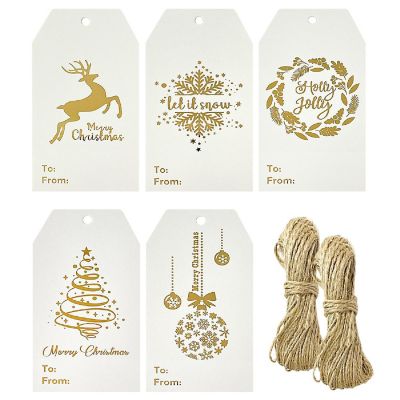 Wrapables Gold Foil Christmas Holiday Gift Tags/Kraft Paper Hang Tags (100pcs) Image 1
