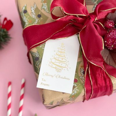 Wrapables Gold Foil Christmas Holiday Gift Tags/Kraft Paper Hang Tags (100pcs) Image 3
