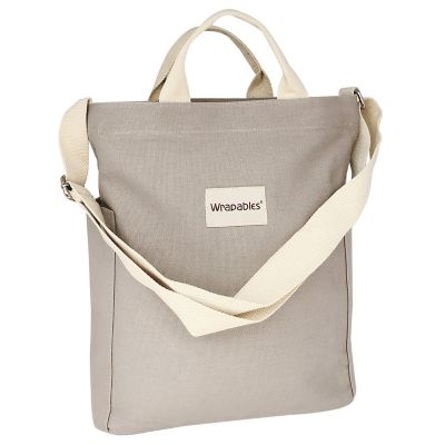Wrapables Gray Canvas Tote Bag for Women, Casual Cross Body Shoulder Handbag Image 1