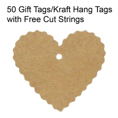 Wrapables Heart Gift Tags/Kraft Hang Tags with Free Cut Strings (50pcs) Image 1