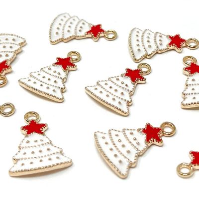 Wrapables Holiday Jewelry Making Pendant Charms (Set of 10), Frosted Christmas Tree Image 1