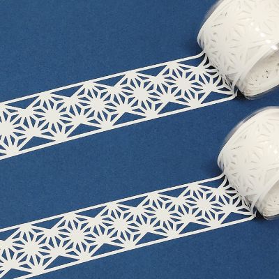 Wrapables Hollow Lace Pattern Washi Masking Tape 2M Length Total (Set of 2), White Geometric Image 3