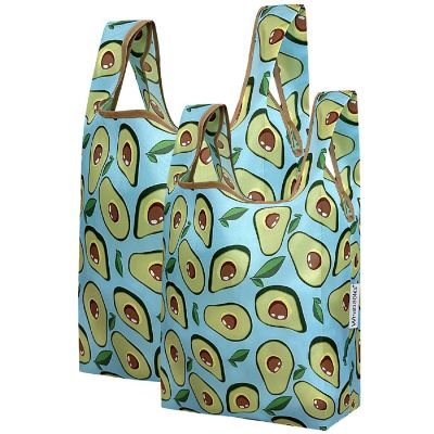 Wrapables JoliBag Nylon Reusable Grocery Bag, 2 Pack, Avocados Image 1