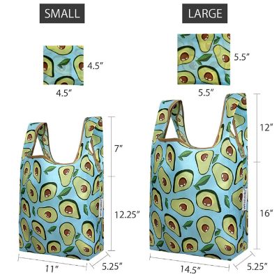 Wrapables JoliBag Nylon Reusable Grocery Bag, 2 Pack, Avocados Image 1