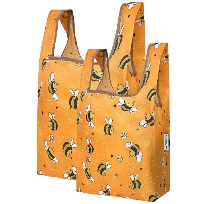 Wrapables JoliBag Nylon Reusable Grocery Bag, 2 Pack, Bumblebee Image 1