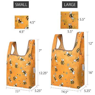 Wrapables JoliBag Nylon Reusable Grocery Bag, 2 Pack, Bumblebee Image 1