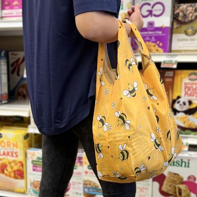 Wrapables JoliBag Nylon Reusable Grocery Bag, 2 Pack, Bumblebee Image 2