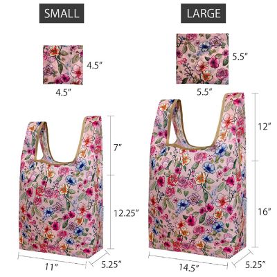 Wrapables JoliBag Nylon Reusable Grocery Bag, 2 Pack, Easter Floral Image 1