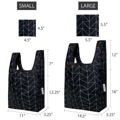 Wrapables JoliBag Nylon Reusable Grocery Bag, 2 Pack, Rhombus Image 1