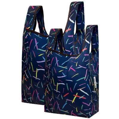 Wrapables JoliBag Nylon Reusable Grocery Bag, 2 Pack, Sprinkles Image 1