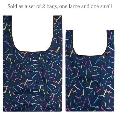 Wrapables JoliBag Nylon Reusable Grocery Bag, 2 Pack, Sprinkles Image 2
