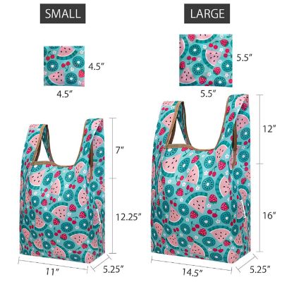 Wrapables JoliBag Nylon Reusable Grocery Bag, 2 Pack, Summer Fruits Image 1
